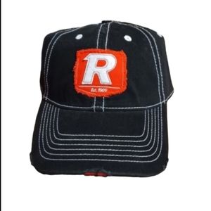 New Redfield Men's OS Cap/Hat Distressed Adjustable Velcro Black Red Hat